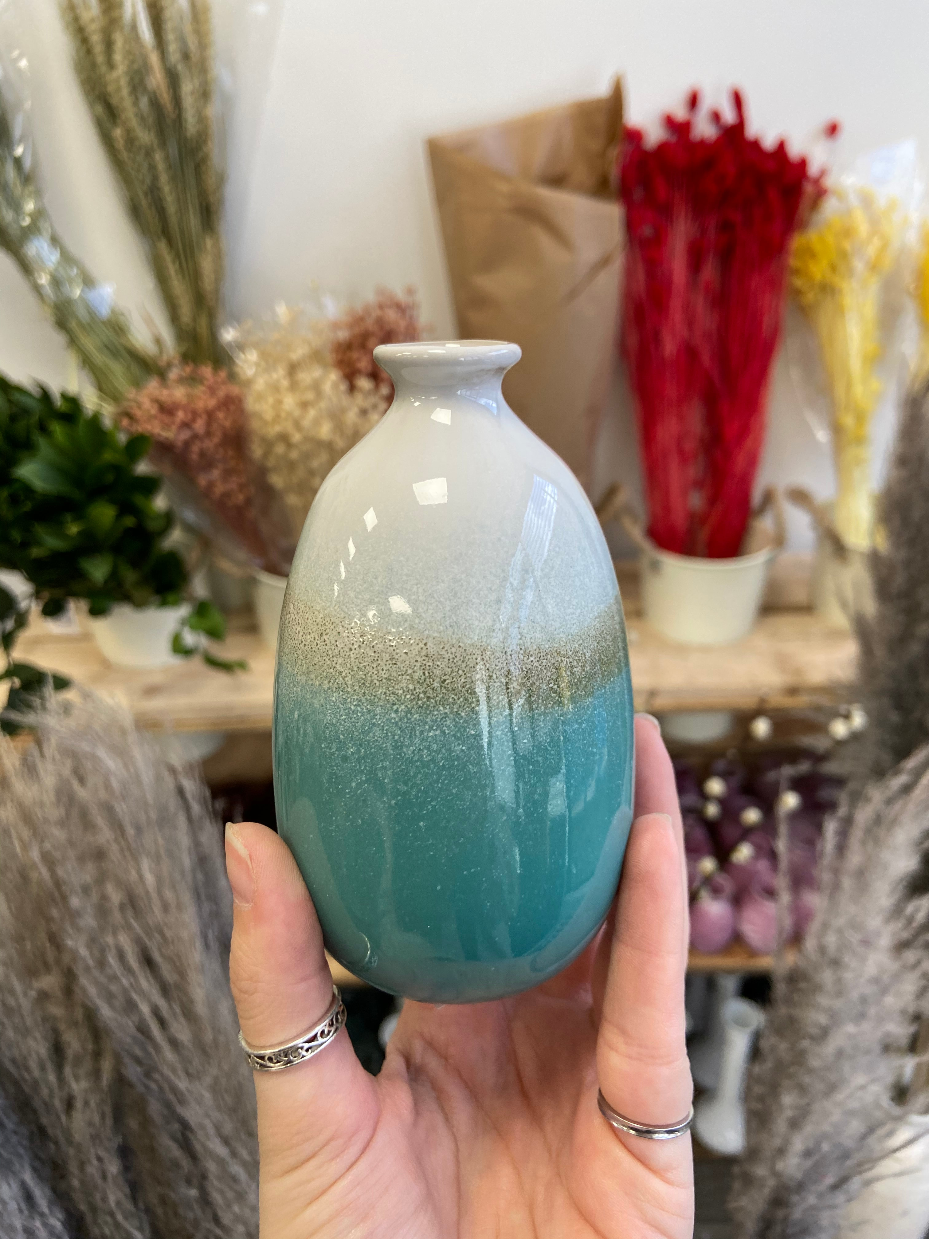 Sass & Belle Dip Glazed Ombre Turquoise Vase